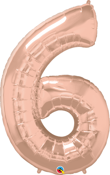Number 6 Rose Gold Super Shape Number Foil Balloon