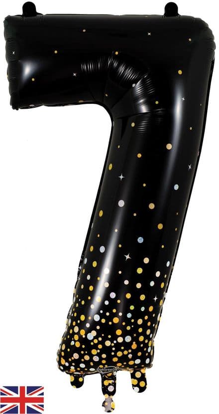 Number 7 Black & Gold Super Shape Number Foil Balloon