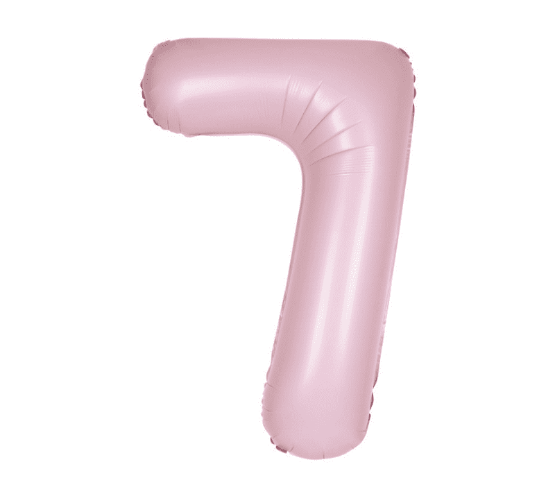 Number 7 Matte Pink Super Shape Number Foil Balloon