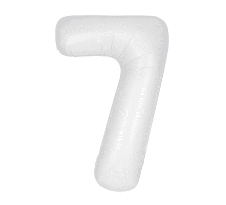 Number 7 Matte White Super Shape Number Foil Balloon