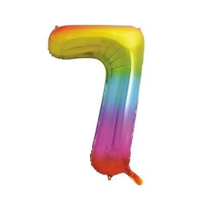 Number 7 Rainbow Ombre Super Shape Number Foil Balloon