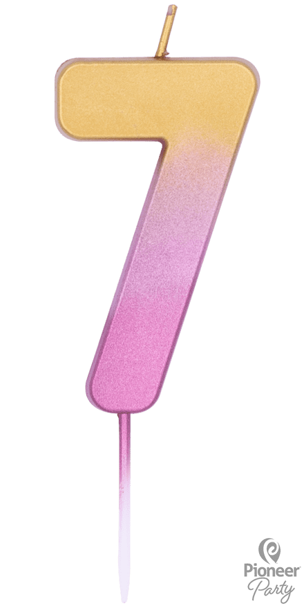 Number 7 Rose Gold Ombre Candle