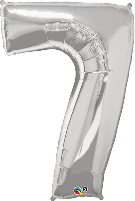 Number 7 Silver Super Shape Number Foil Balloon