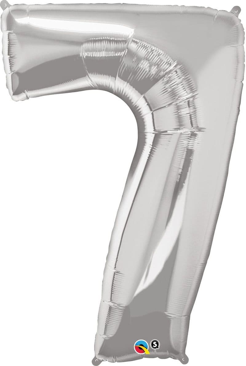 Number 7 Silver Super Shape Number Foil Balloon