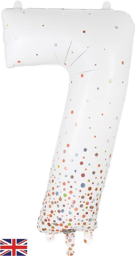 Number 7 White & Rose Gold Super Shape Number Foil Balloon