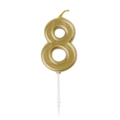 Number 8 Gold Candle
