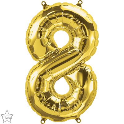 Number 8 Gold Mini Air-Fill Foil Balloon