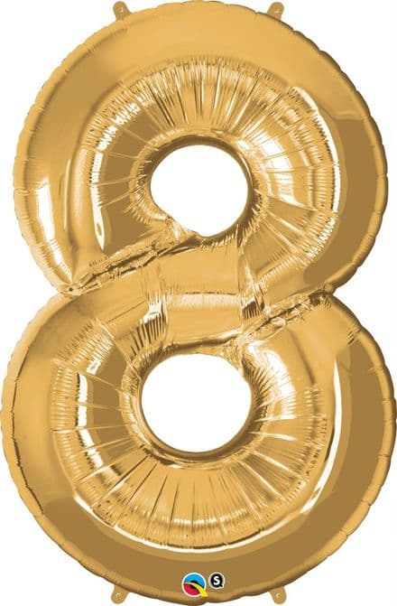 Number 8 Gold Super Shape Number Foil Balloon