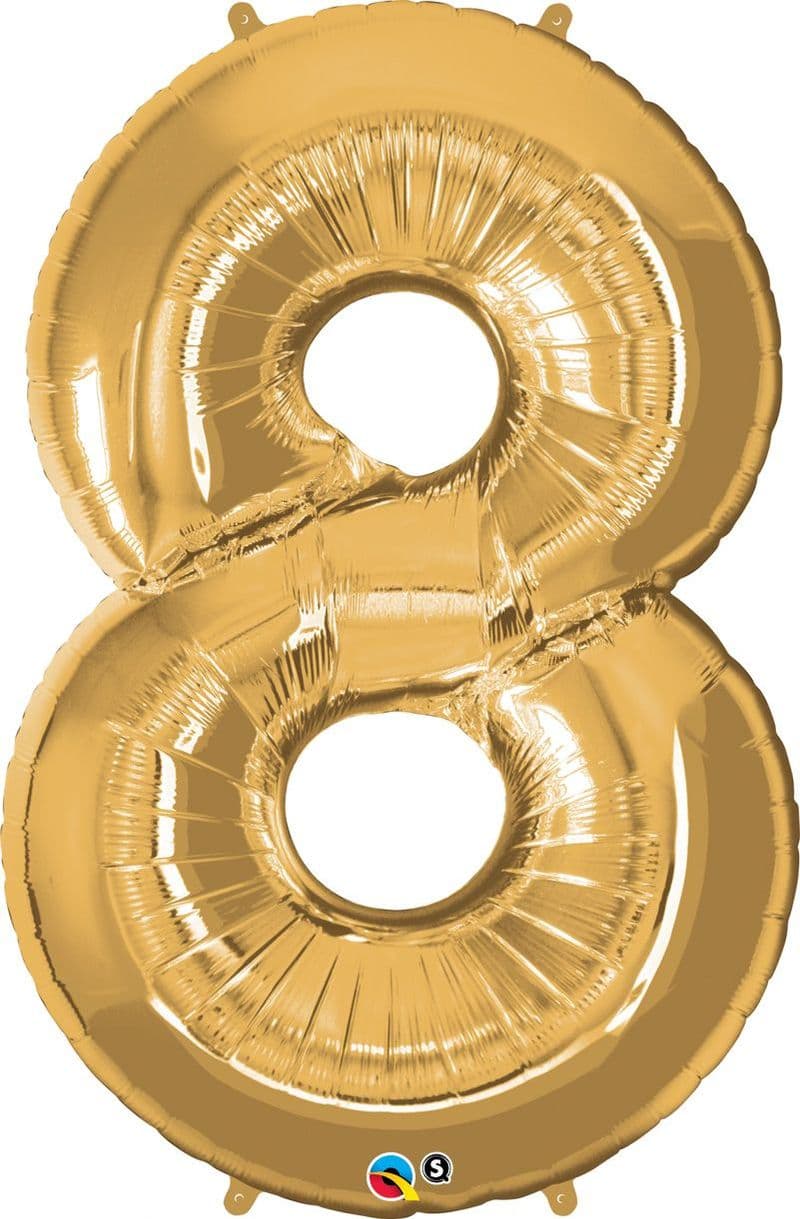 Number 8 Gold Super Shape Number Foil Balloon