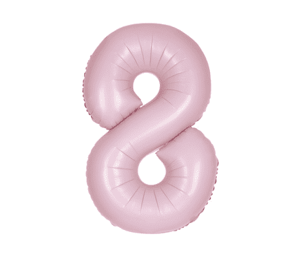 Number 8 Matte Pink Super Shape Number Foil Balloon