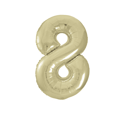 Number 8 Old Gold Super Shape Number Foil Balloon