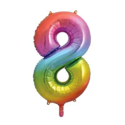 Number 8 Rainbow Ombre Super Shape Number Foil Balloon