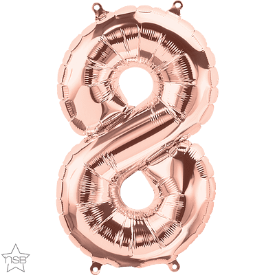 Number 8 Rose Gold Mini Air-Fill Foil Balloon
