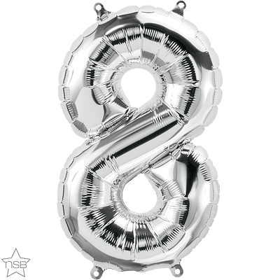 Number 8 Silver Mini Air-Fill Foil Balloon