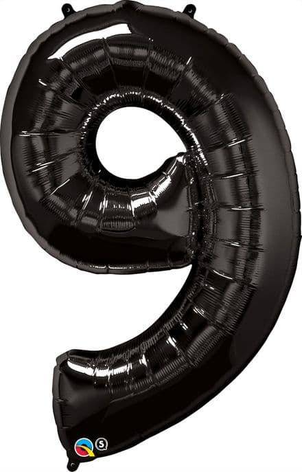 Number 9 Black Super Shape Number Foil Balloon