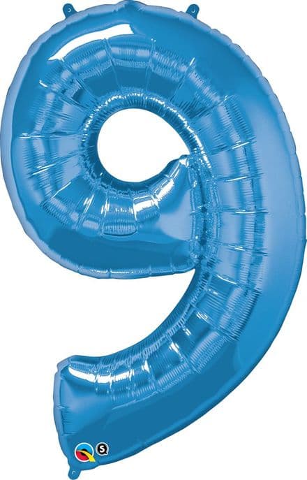 Number 9 Blue Super Shape Number Foil Balloon