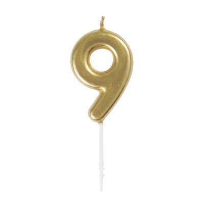 Number 9 Gold Candle
