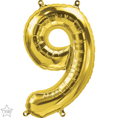 Number 9 Gold Mini Air-Fill Foil Balloon