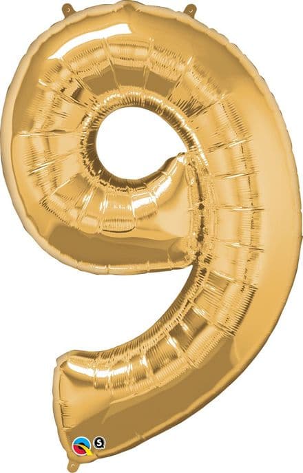Number 9 Gold Super Shape Number Foil Balloon