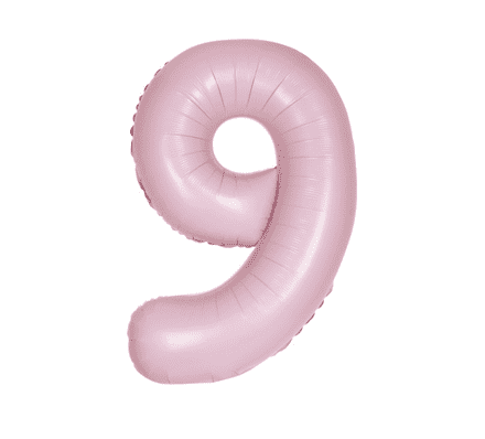 Number 9 Matte Pink Super Shape Number Foil Balloon