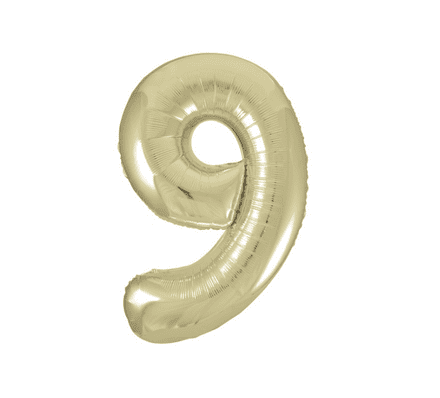 Number 9 Old Gold Super Shape Number Foil Balloon