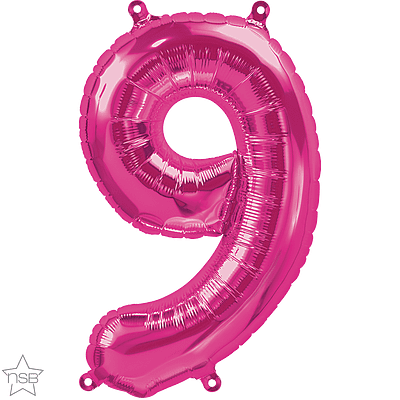 Number 9 Pink Mini Air-Fill Foil Balloon