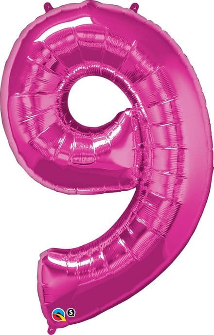 Number 9 Pink Super Shape Number Foil Balloon