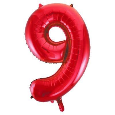Number 9 Red Super Shape Number Foil Balloon