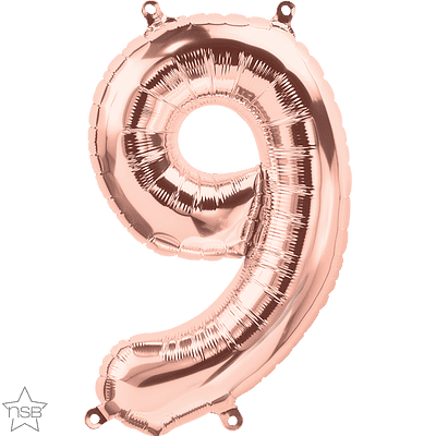Number 9 Rose Gold Mini Air-Fill Foil Balloon