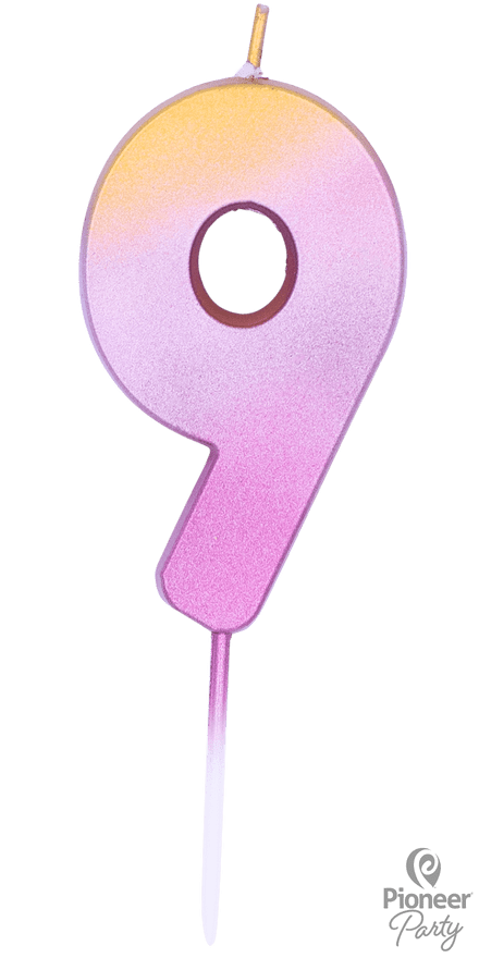 Number 9 Rose Gold Ombre Candle