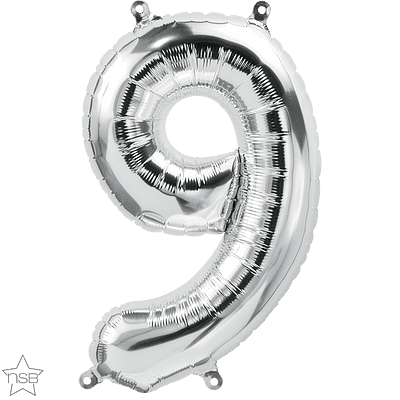 Number 9 Silver Mini Air-Fill Foil Balloon