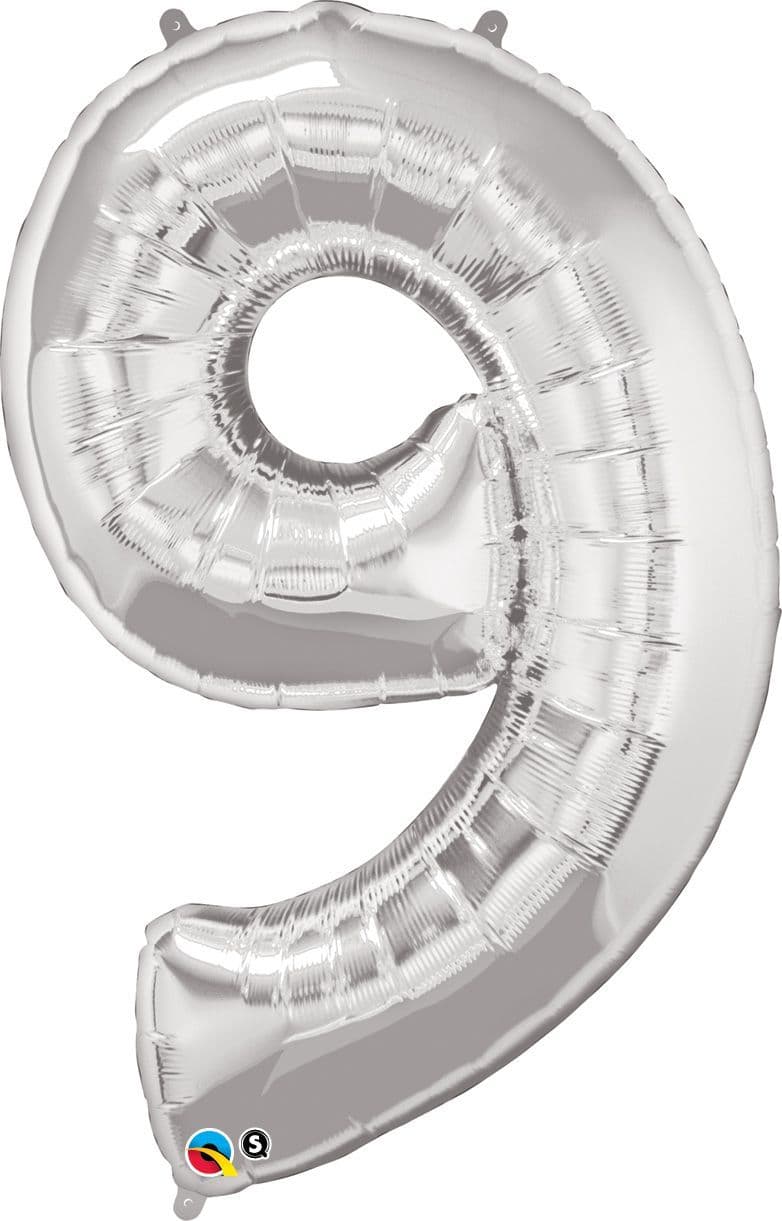 Number 9 Silver Super Shape Number Foil Balloon