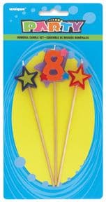 Number Eight 8 Number Stars Birthday Cake Candles