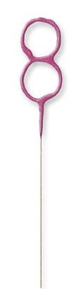 Number Eight Cake Sparkler In Pink