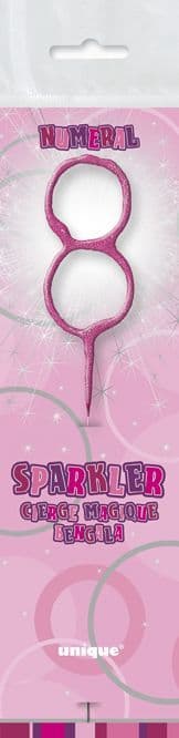 Number Eight Cake Sparkler In Pink