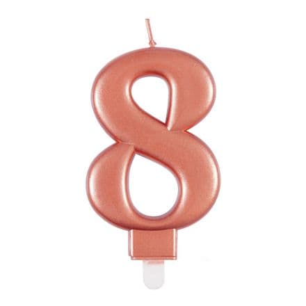 Number Eight Rose Gold Metallic Birthday Cake Candle