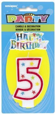 Number Five 5 Birthday Cake Candle With Topper