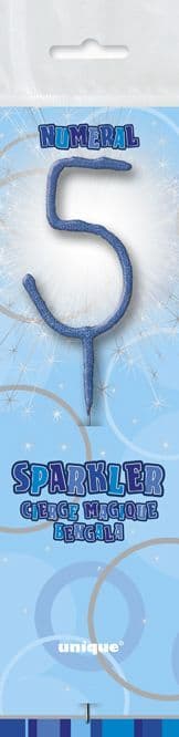 Number Five Cake Sparkler In Blue