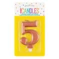 Number Five Rose Gold Metallic Birthday Cake Candle