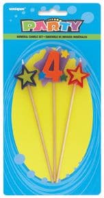 Number Four 4 Number Stars Birthday Cake Candles