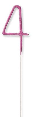 Number Four Cake Sparkler In Pink
