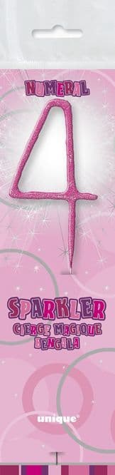 Number Four Cake Sparkler In Pink