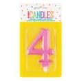 Number Four Pink Metallic Birthday Cake Candle