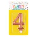 Number Four Rose Gold Metallic Birthday Cake Candle
