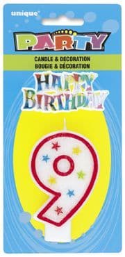 Number Nine 9 Birthday Cake Candle With Topper