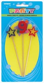 Number Nine 9 Number Stars Birthday Cake Candles