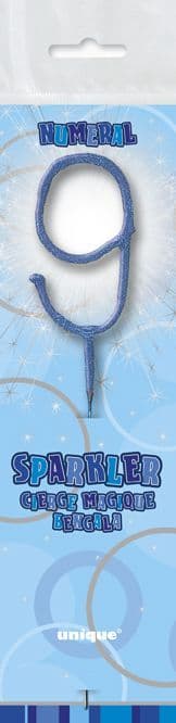 Number Nine Cake Sparkler In Blue