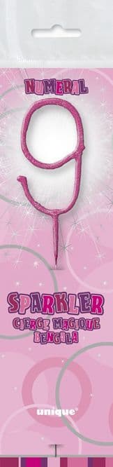 Number Nine Cake Sparkler In Pink