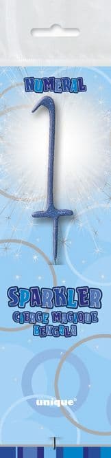 Number One Cake Sparkler In Blue