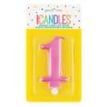 Number One Pink Metallic Birthday Cake Candle